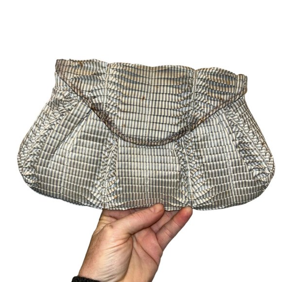 Lauren Merkin lovely striped ruched fabric clutch bag - Picture 1 of 5